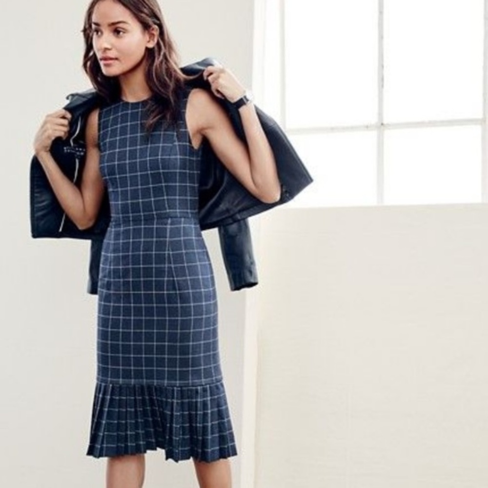 ISO J. Crew Pleated Window Pane Dress SZ 00 - 4